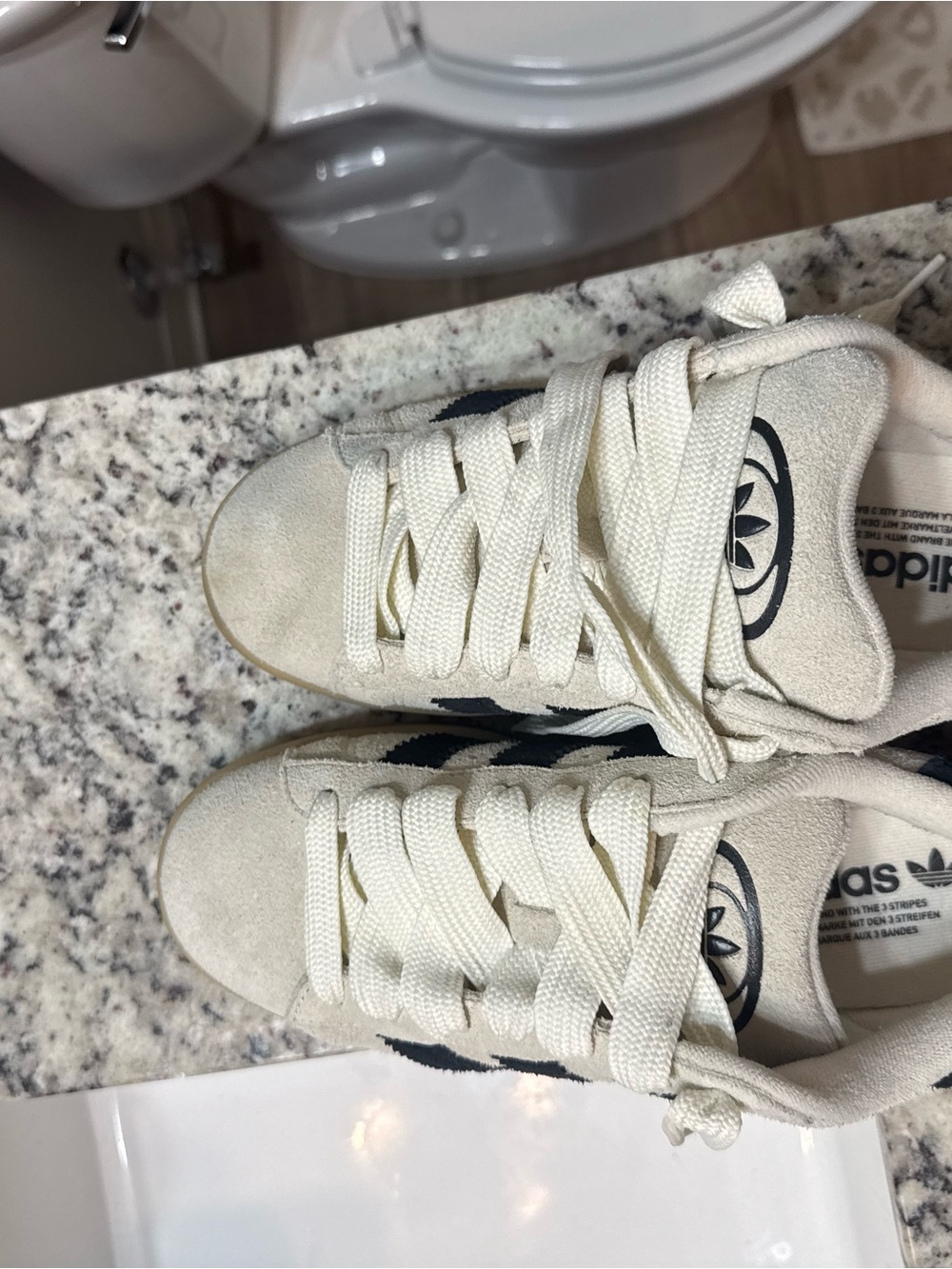 adidas Cream and Black Suede Casual Sneakers
